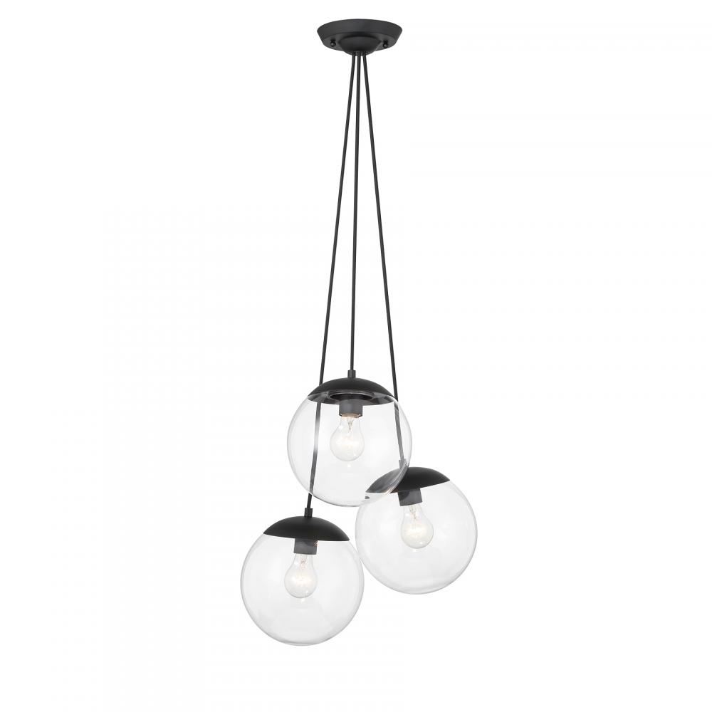 3 Light Pendant , Fixture in Metal