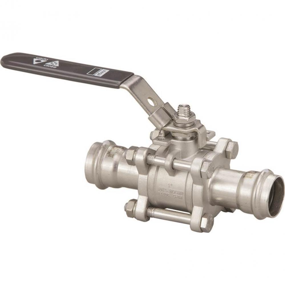 Propress 304 3-Piece Ball Valve, 316 Stainless Steel, P1: 1; P2: 1