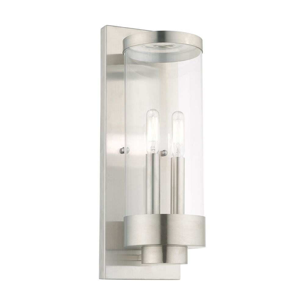 2 Lt Brushed Nickel Outdoor Wall Lantern