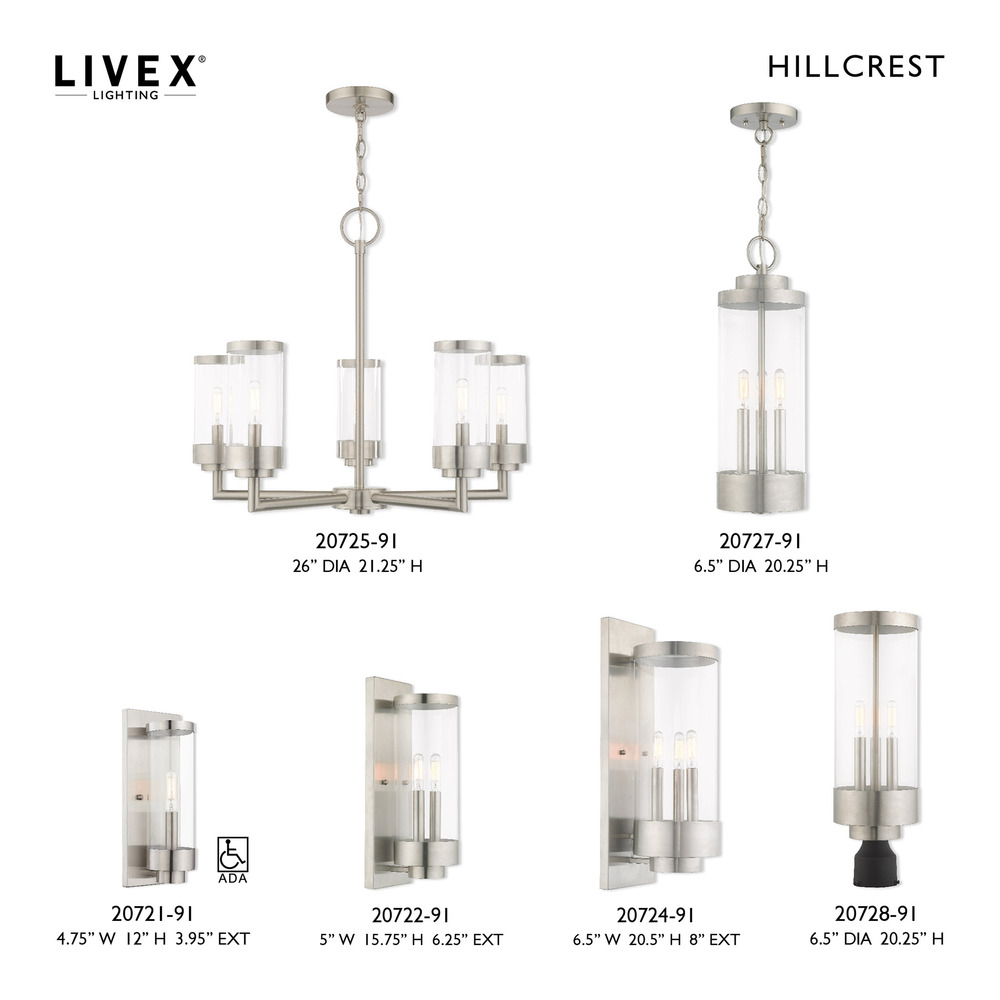 3 Lt Brushed Nickel Outdoor Pendant Lantern