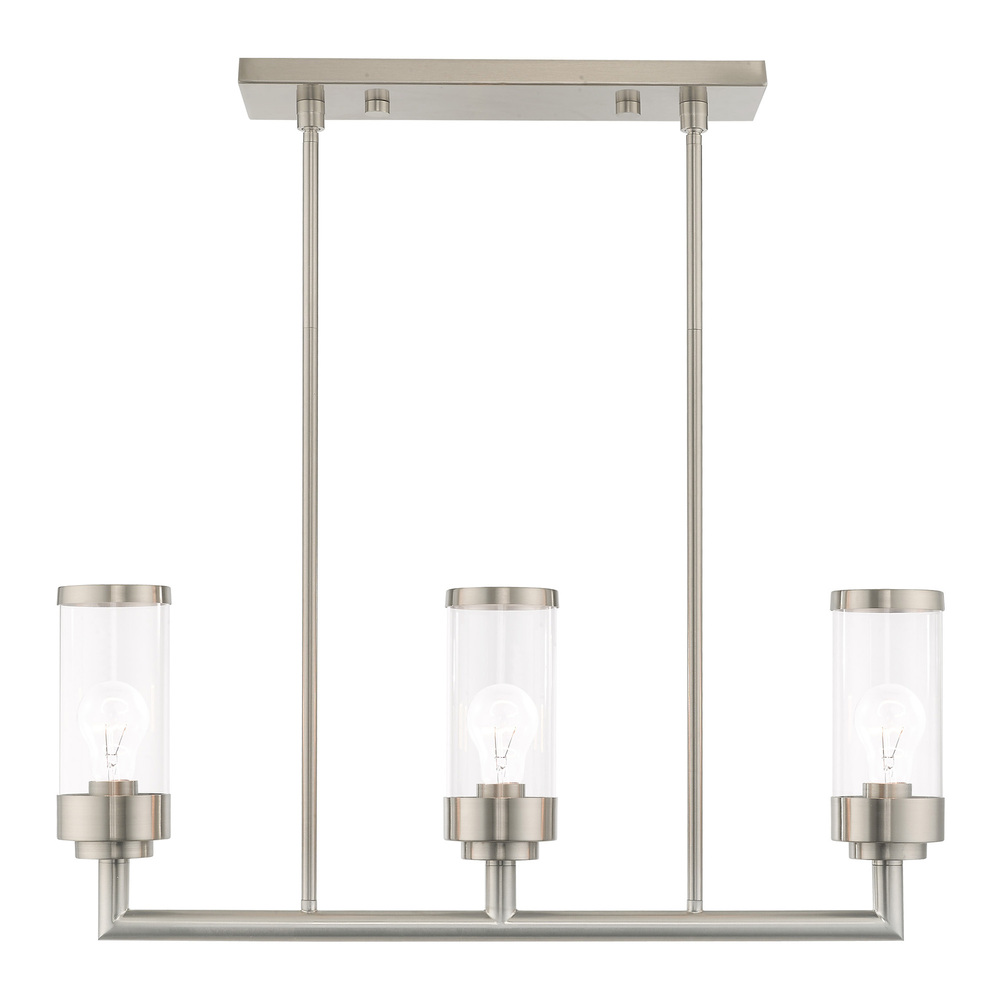 3 Lt Brushed Nickel Linear Chandelier