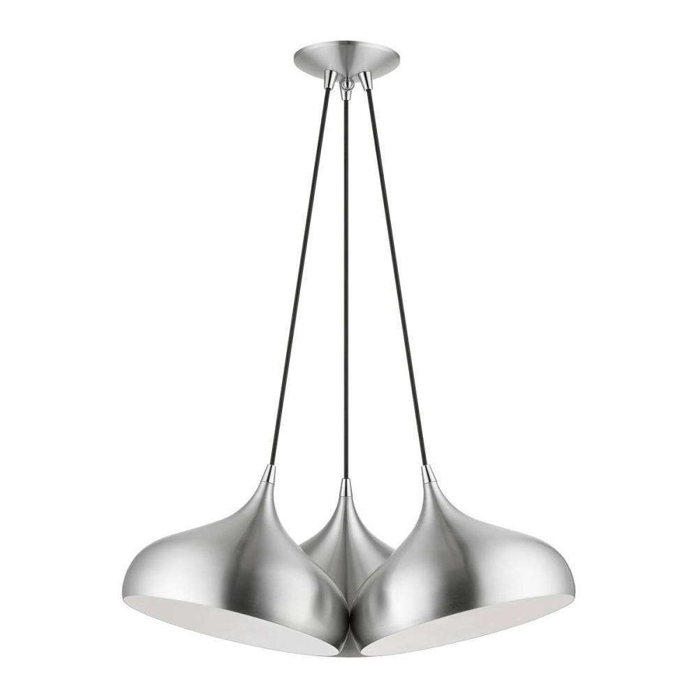 3 Light Brushed Aluminum Cluster Pendant