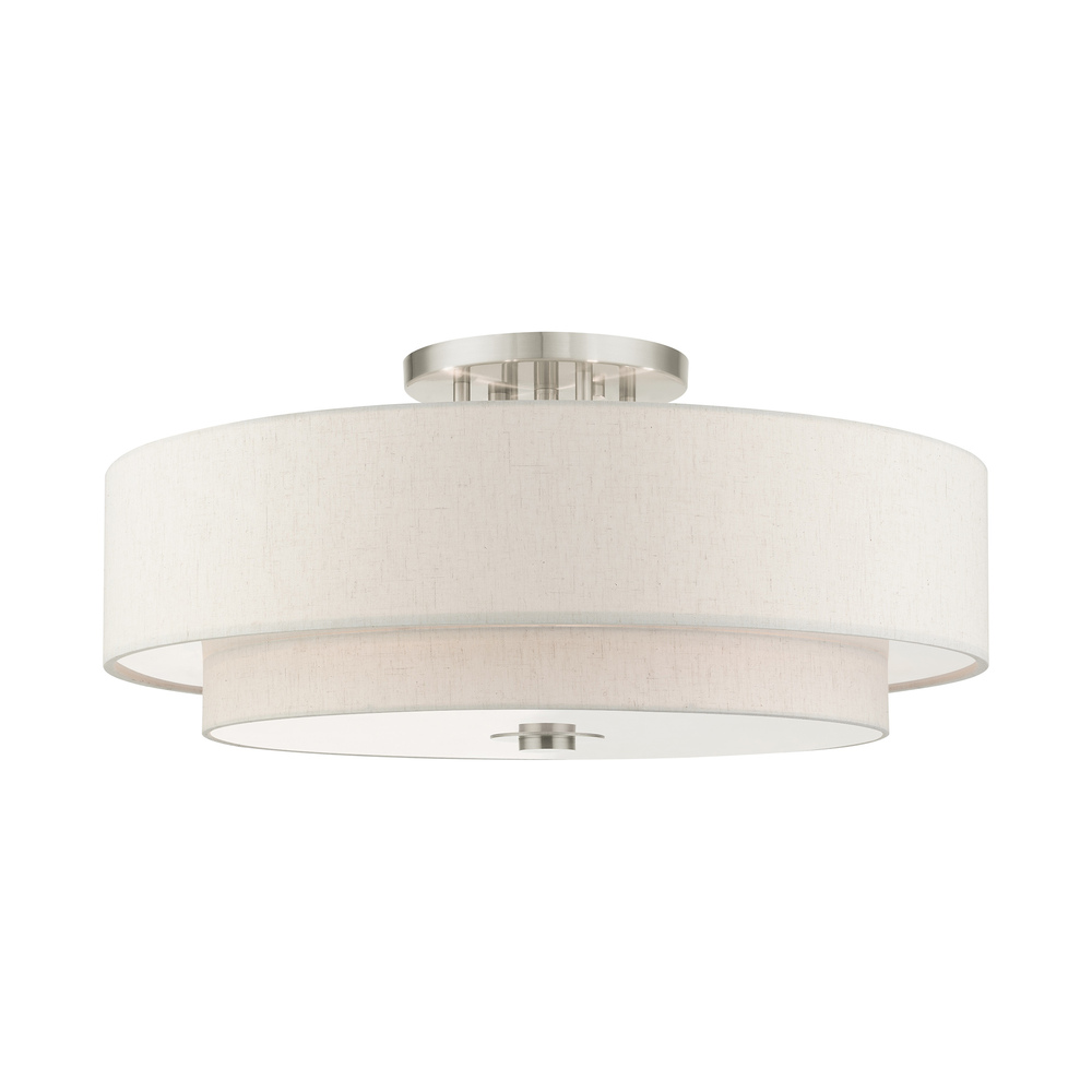 6 Lt Brushed Nickel Semi Flush