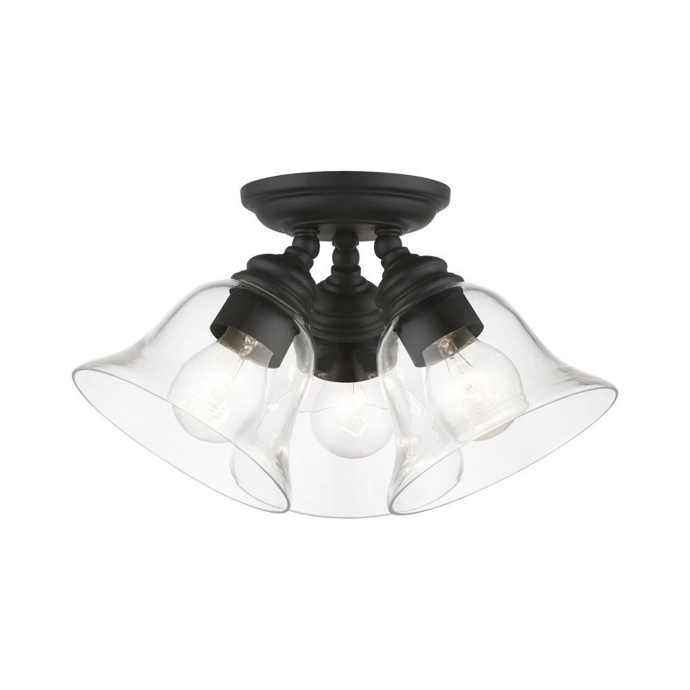 3 Light Black Large Semi-Flush