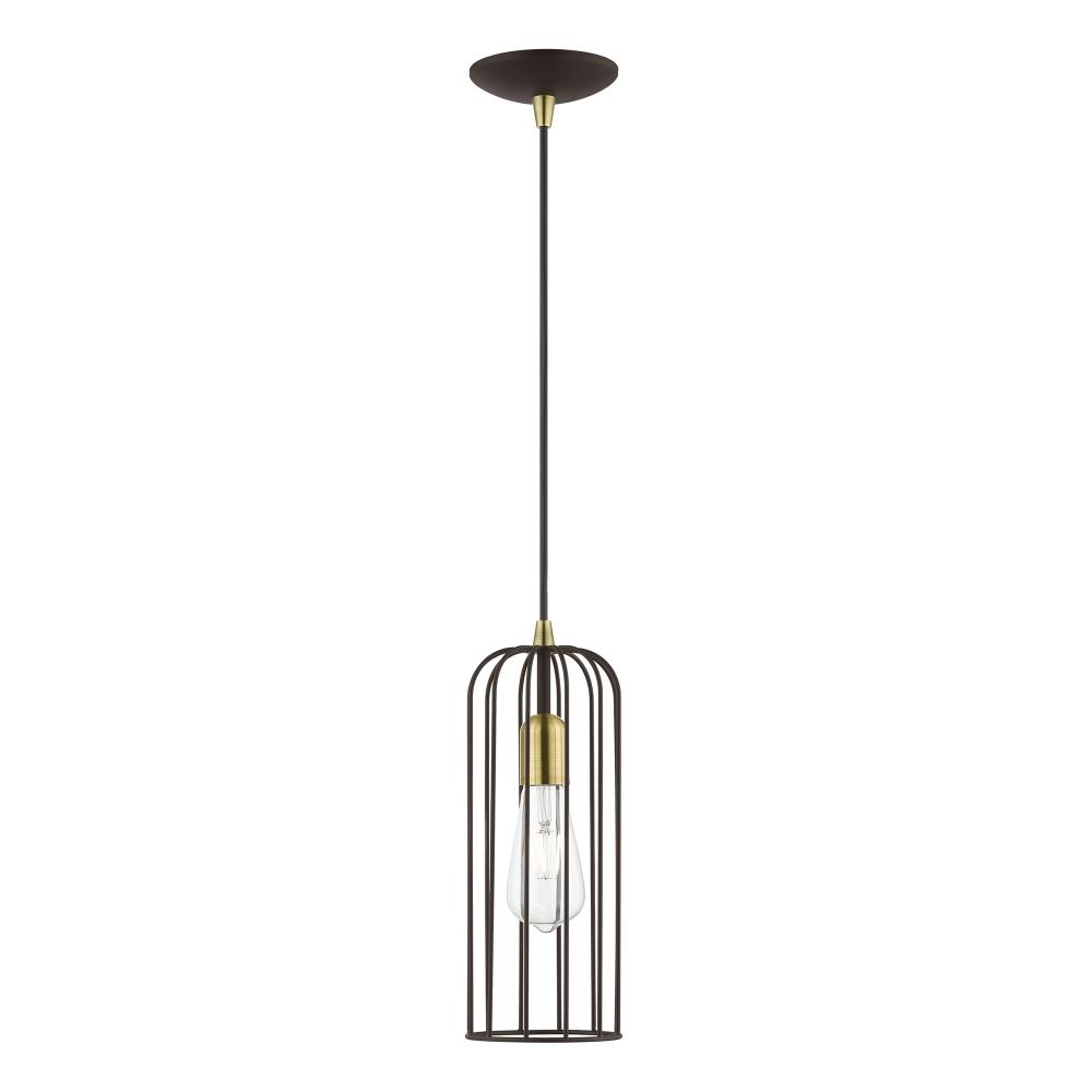 1 Light Bronze with Antique Brass Accents Pendant