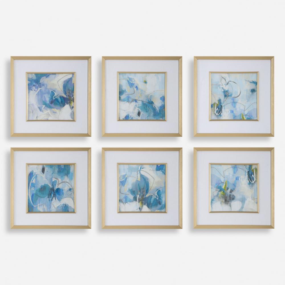 Uttermost Fresh Start Blue Abstract Prints, S/6