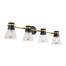 Artcraft AC11804BB - Kanata Collection 4-Light Vanity Light, Black & Brushed Brass