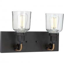 Progress P300227-143 - Rushton Collection Two-Light Graphite Clear Glass Farmhouse Bath Vanity Light