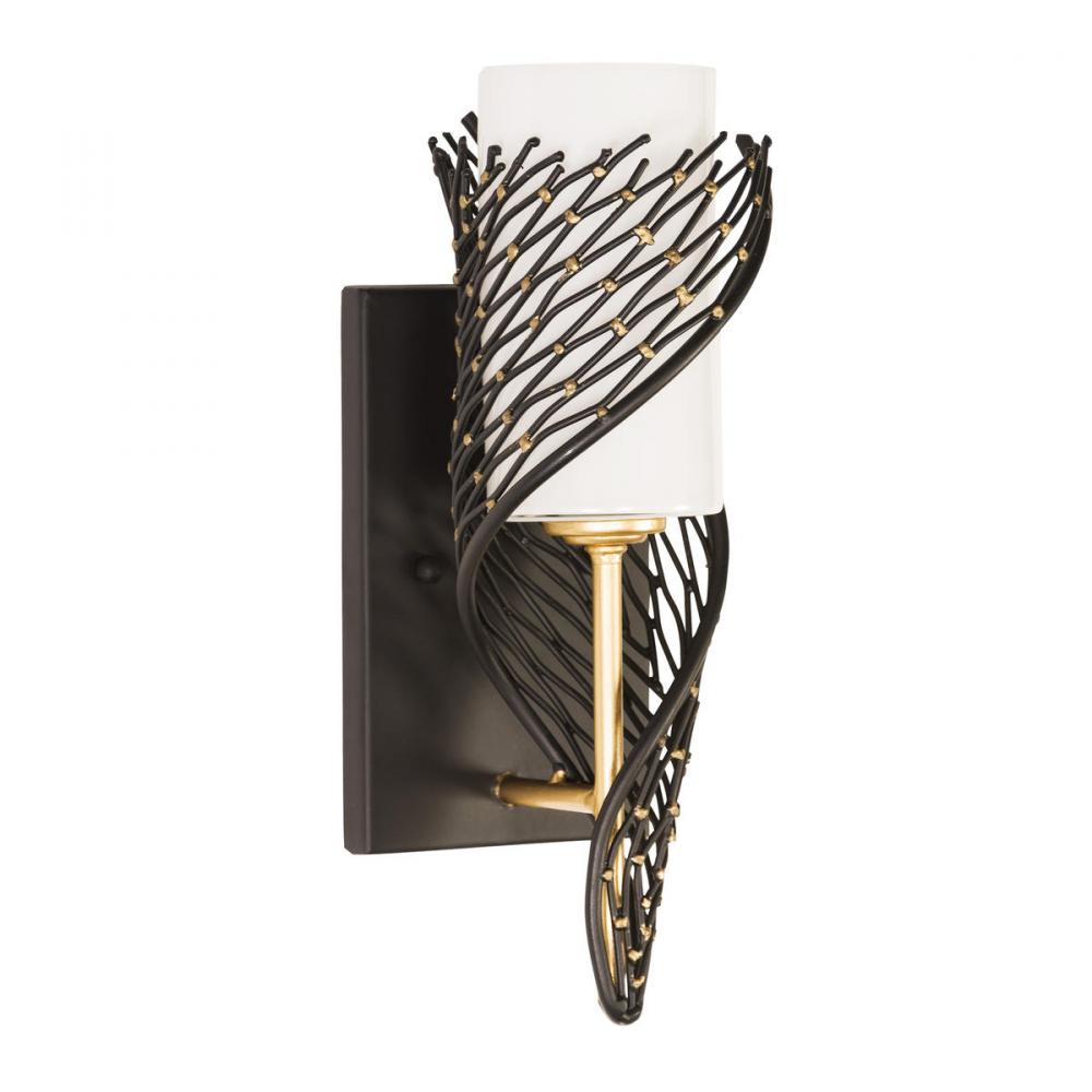 Flow 1-Lt Left Sconce - Matte Black/French Gold