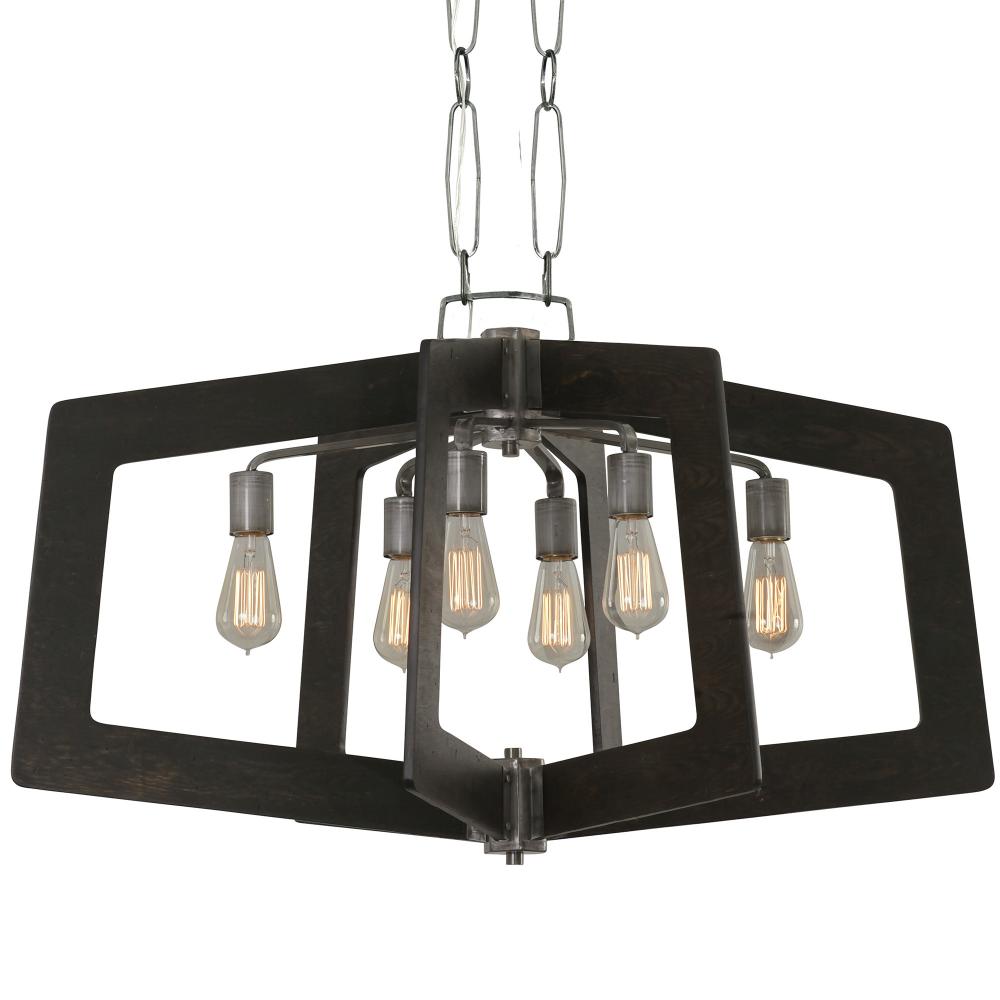 Lofty 6-Lt Linear Pendant - Steel/Zebrawood