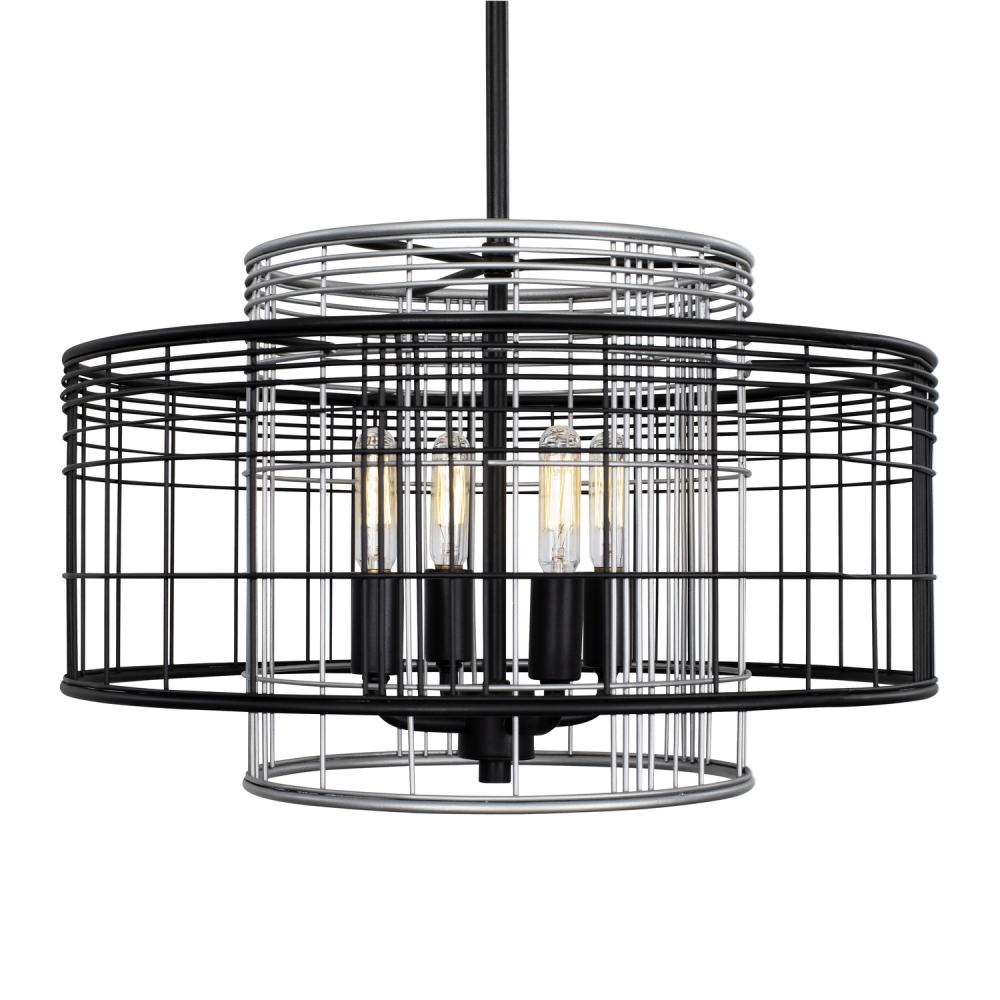 Vivienne 4-Lt Round Pendant - Black/Grey