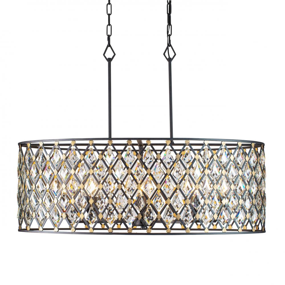 Windsor 8-Lt Crystal Oval Linear Pendant - Carbon/Havana Gold