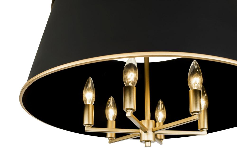 Coco 6-Lt Pendant - Matte Black/French Gold