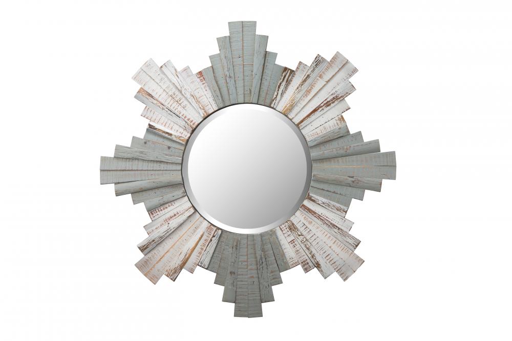 Sunburst 32&#34; Framed Beveled Wood Mirror - Grey/Whitewash