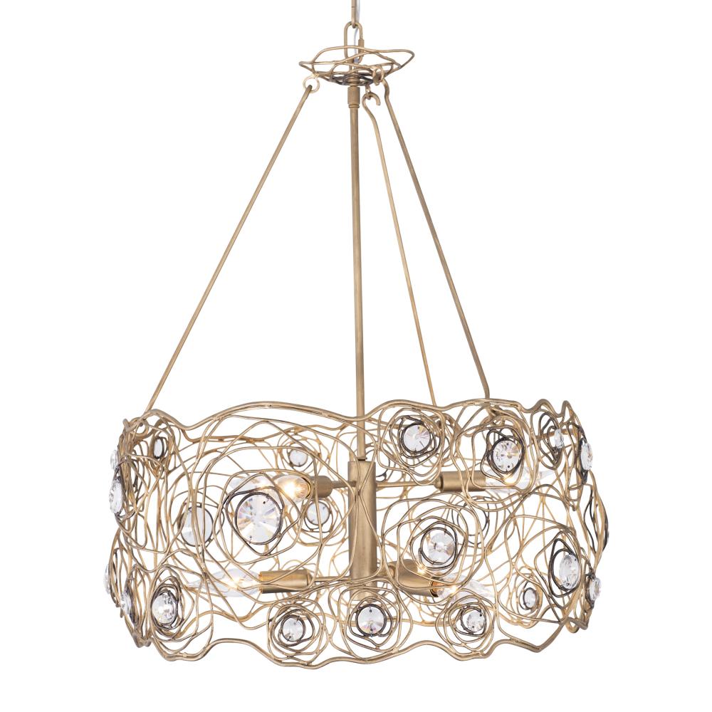 Ethereal Rose 6-Lt Chandelier - Havana Gold Ombre