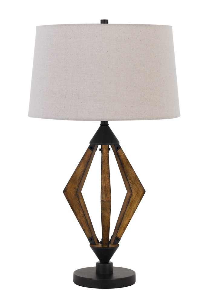 29.25&#34; Height Metal and Pine Wood Table Lamp in Black and Wood Finish