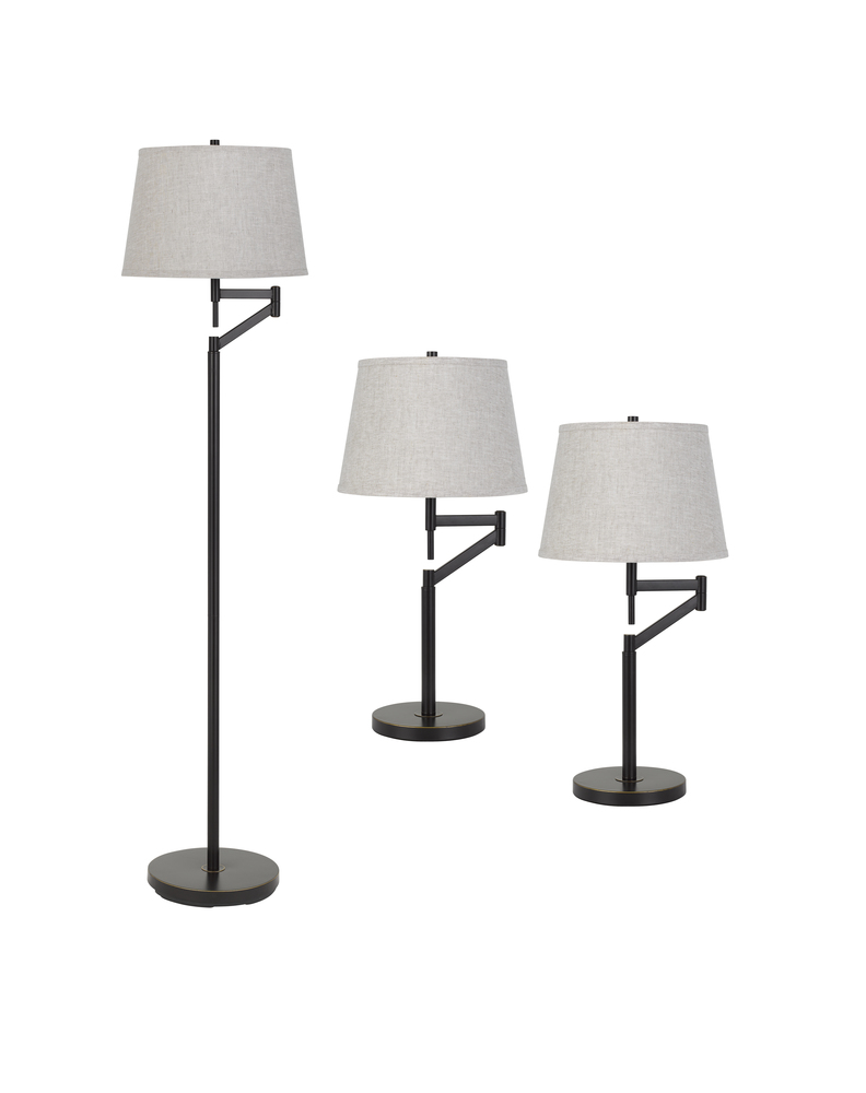 61&#34; Floor and 26.25&#34; Height Metal Table Lamp Set in Dark Bronze Finish 3 Pcs package