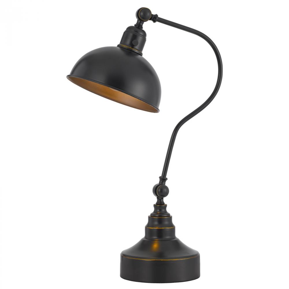 Industrial adjustable metal downbridge desk lamp with half dome metal shade