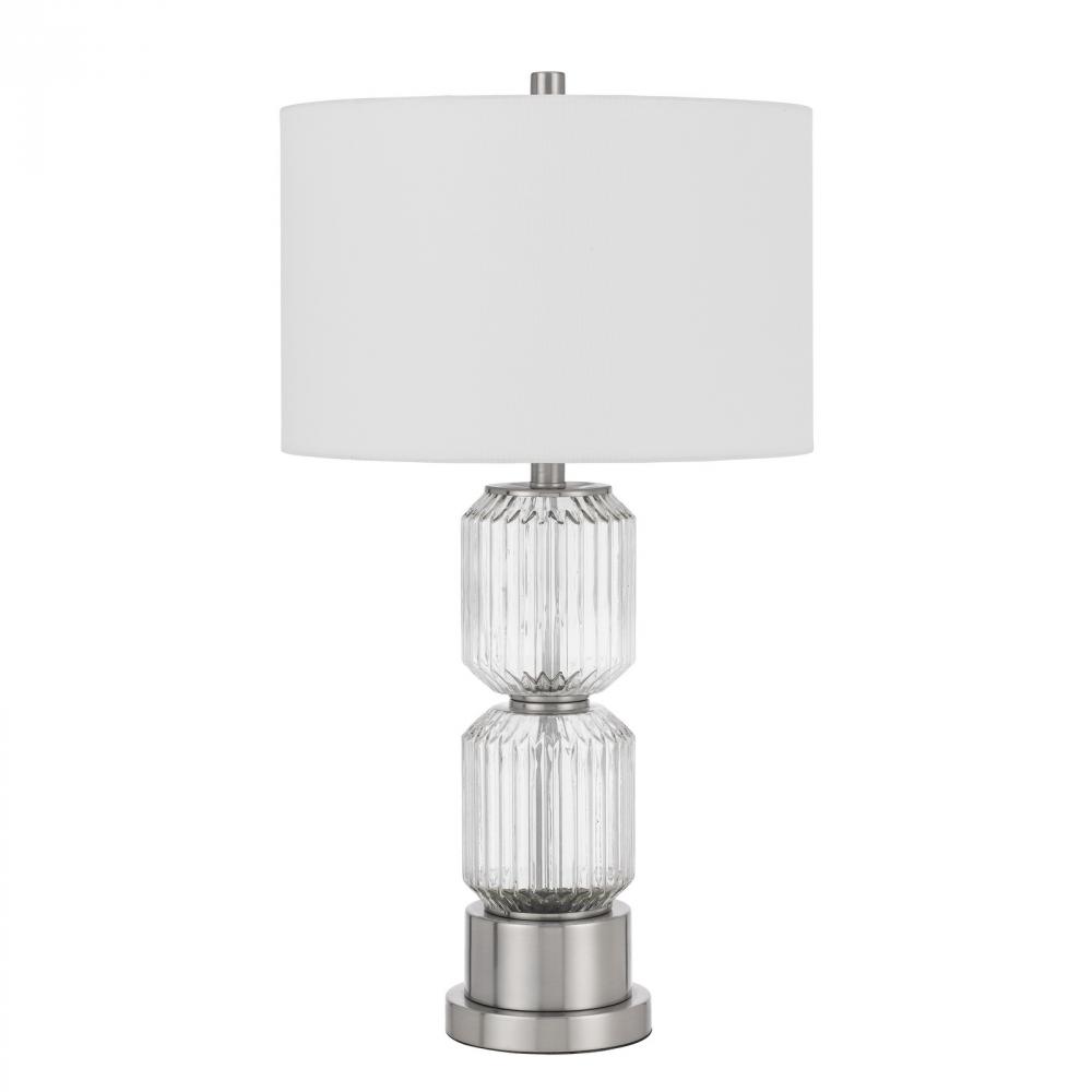 Bresso fluted glass table lamp with hardback drum shade