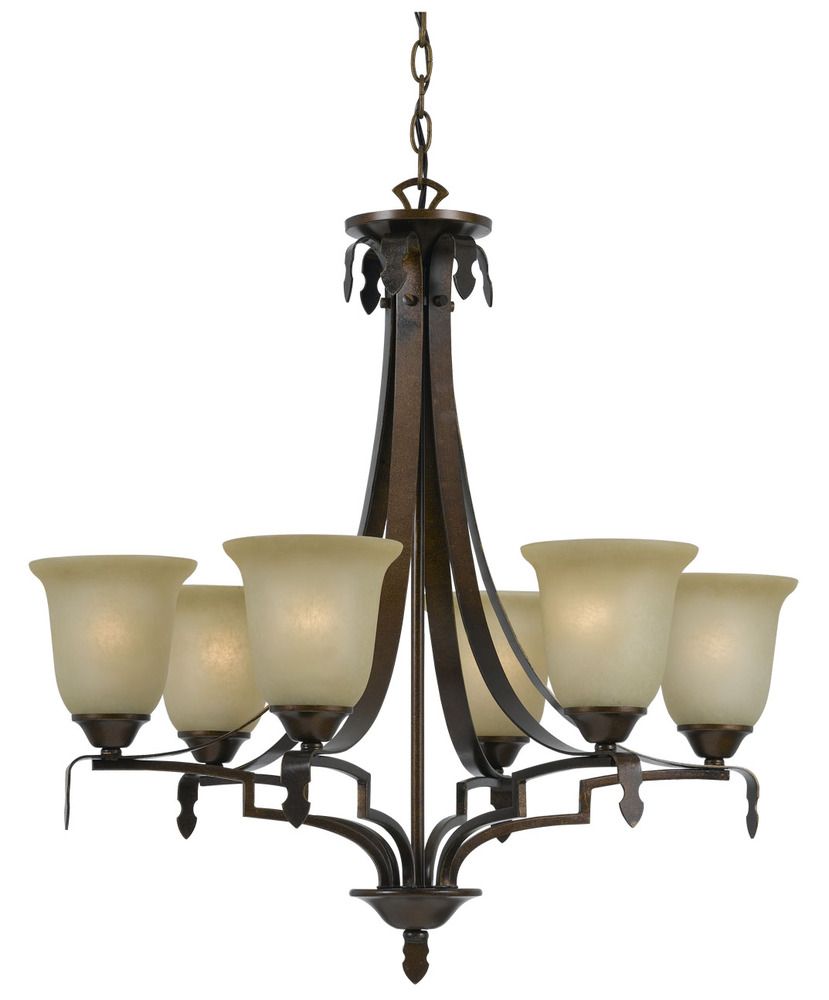 29&#34; Inch Six Light Chandelier in Gold Bronze