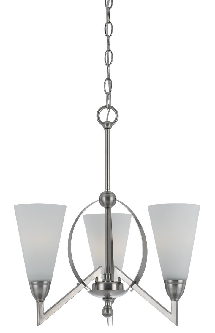 19&#34; Inch Three Light Chandelier in Brushed Steel