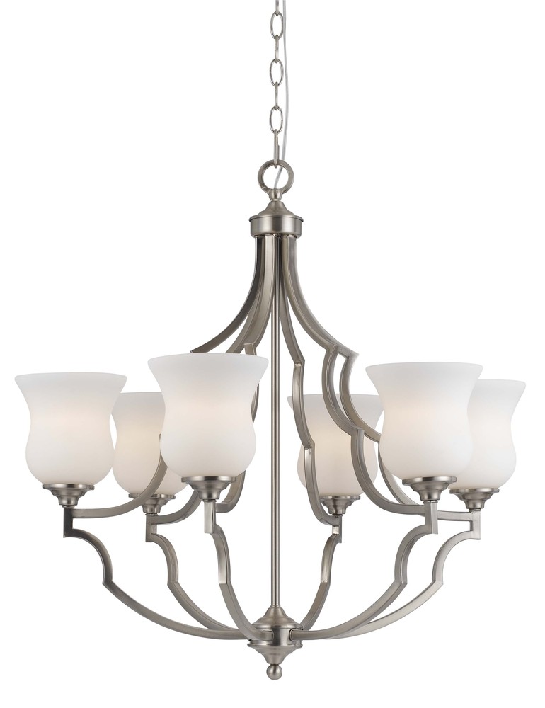 27&#34; Six Light Chandelier in Brushed Steel