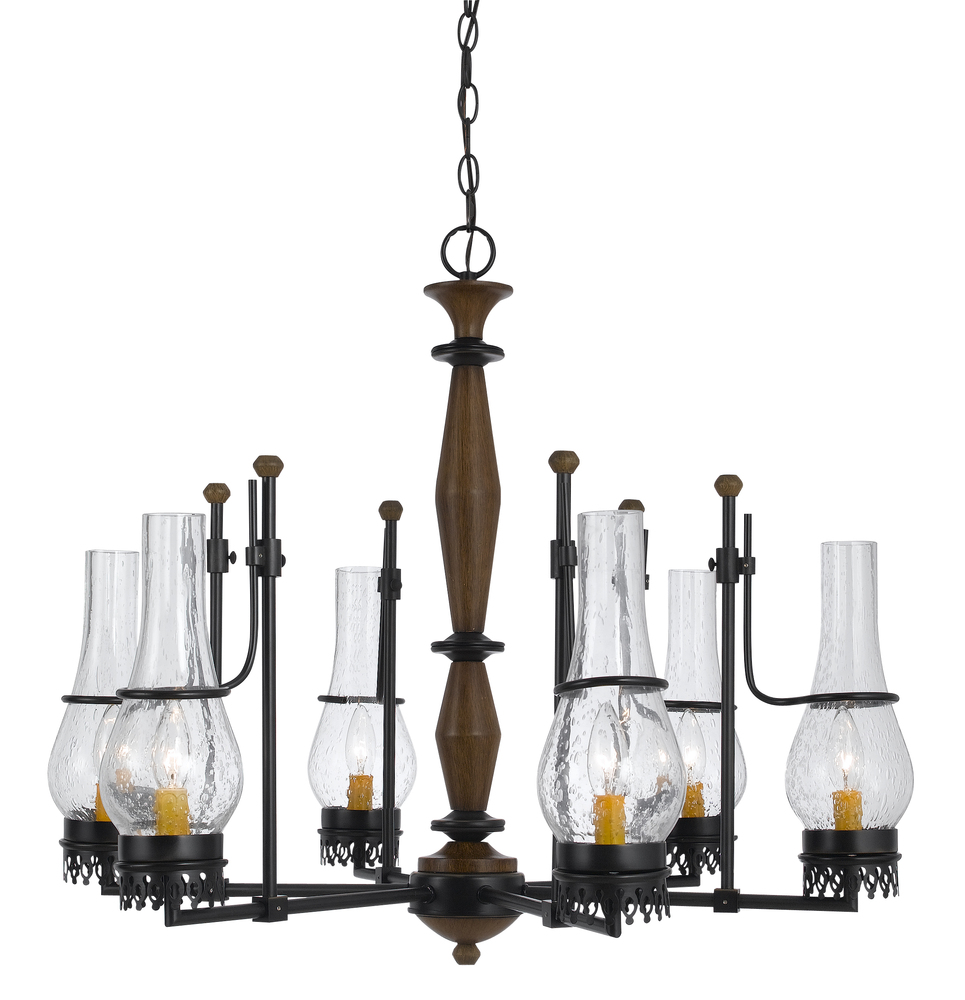 25&#34; Inch Tall Metal Chandelier in Metal Wood Finish