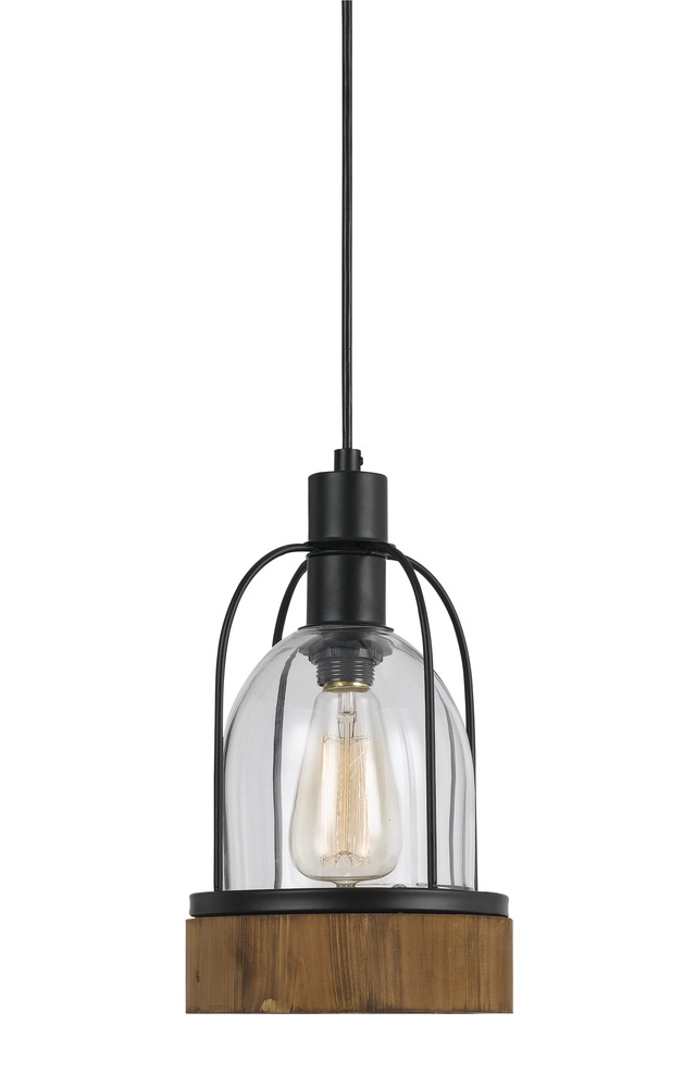 84&#34; Inch Tall Glass Pendant in Dark Bronze Wood Finish