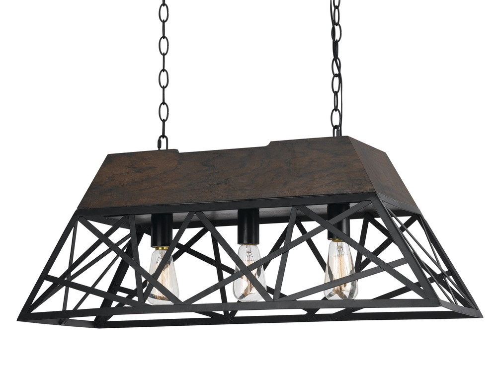 13.5&#34; Inch Tall Wood Chandelier in Dark Bronze Wood Finish