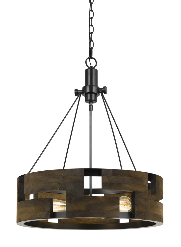 28&#34; Height Metal Chandelier in Smoky Wood Finish