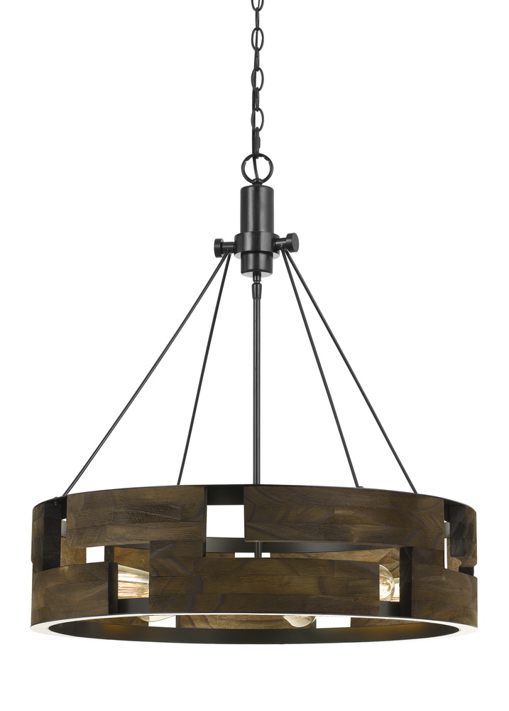 30&#34; Height Metal Chandelier in Smoky Wood Finish