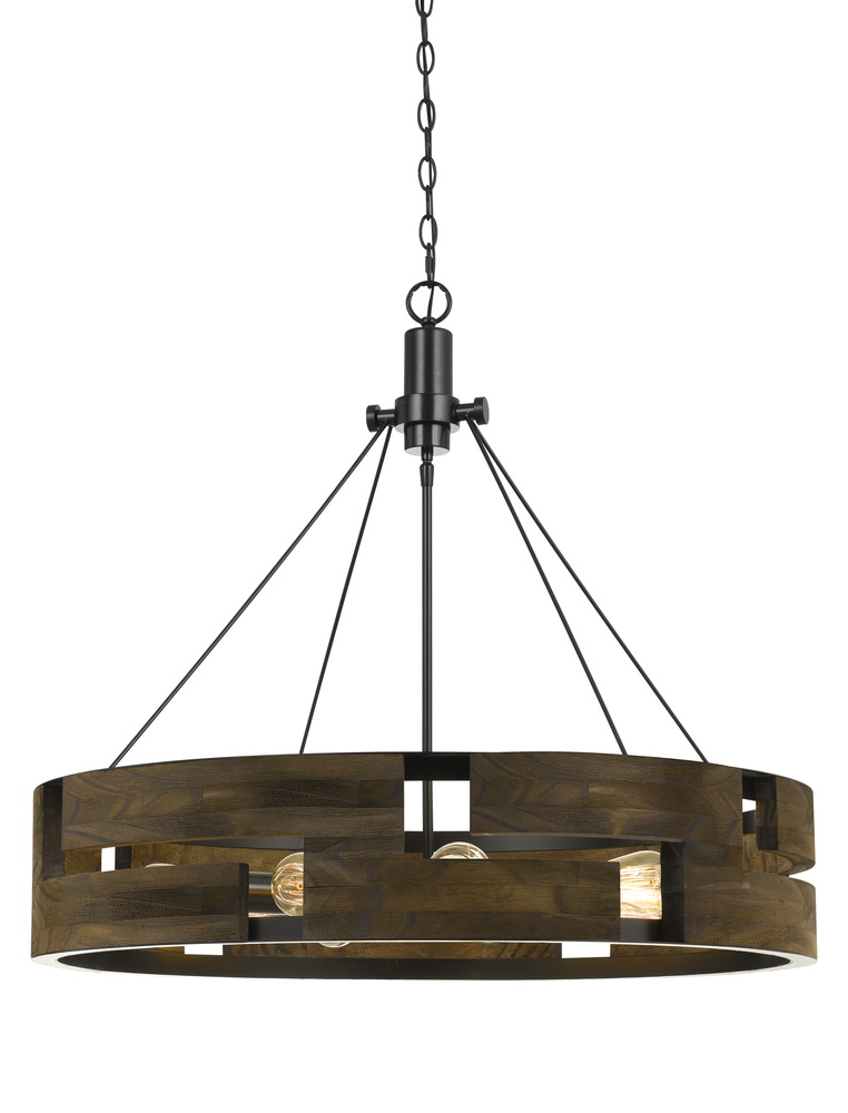 30&#34; Height Metal Chandelier in Smoky Wood Finish