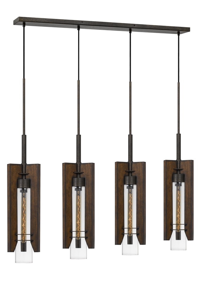 38&#34; Height Wood and Metal Pendants in Wood Color Finish