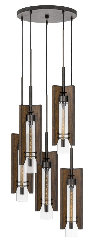 38&#34; Height Wood and Metal Pendants in Wood Color Finish