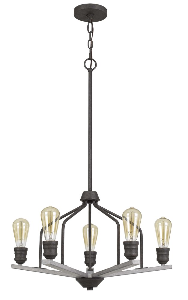 34&#34; Height Metal Chandelier in Textured Bronze/Drifted Wood Finish