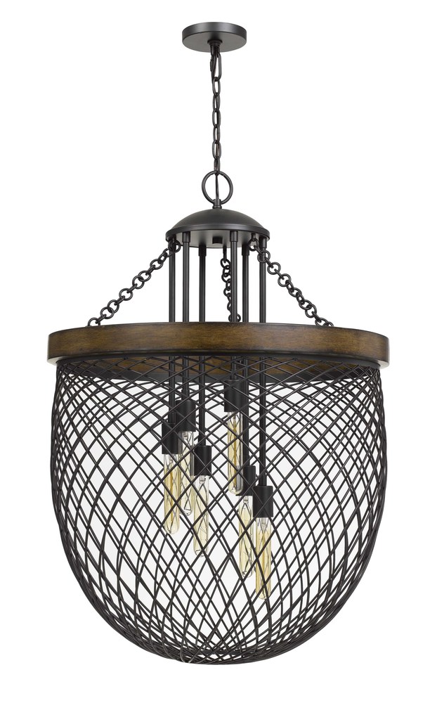 38.25&#34; Height Metal Chandelier in Bronze Wood Finish