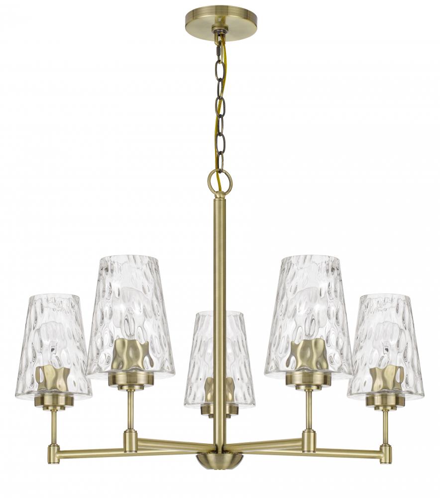 60W X 5 Crestwood Metal Chandelier with Textured Glass Shades