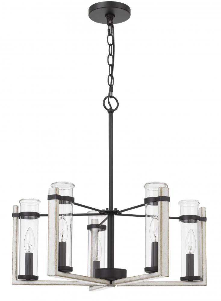 60Wx 5 Olivette Metal Chandelier with Glass Shade