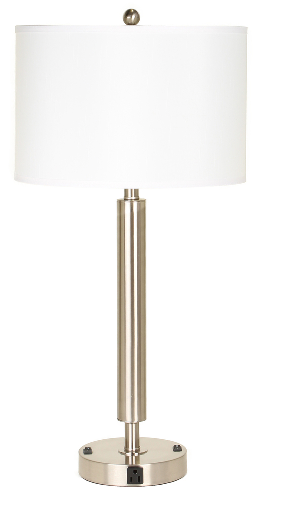 30&#34; Tall Metal Table Lamp in Brushed Steel