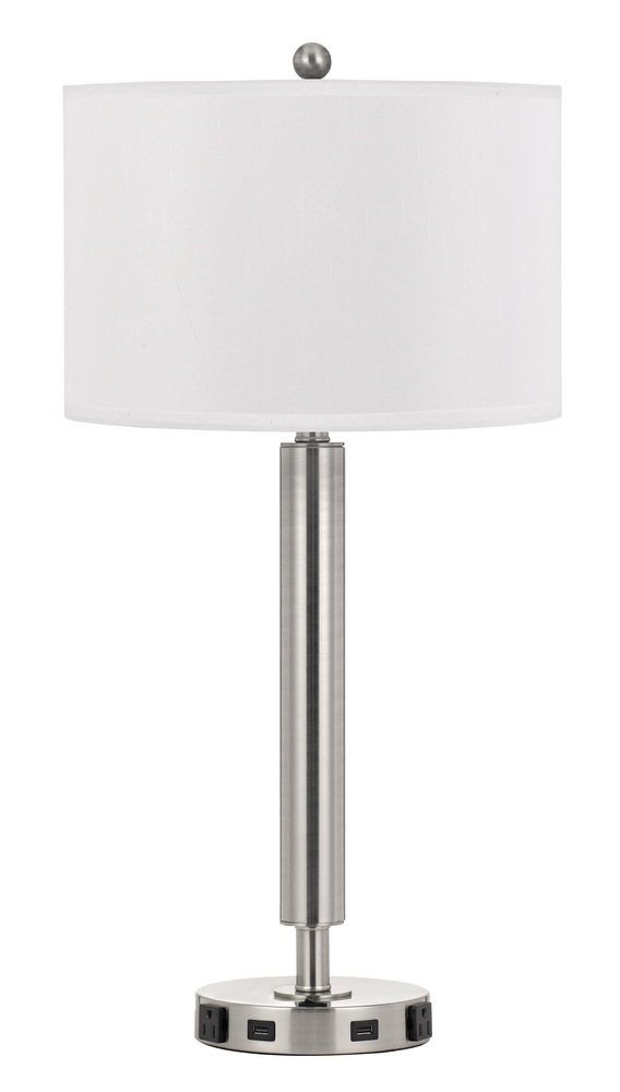 30&#34; Height Metal Night Stand Lamp in Brushed Steel Finish