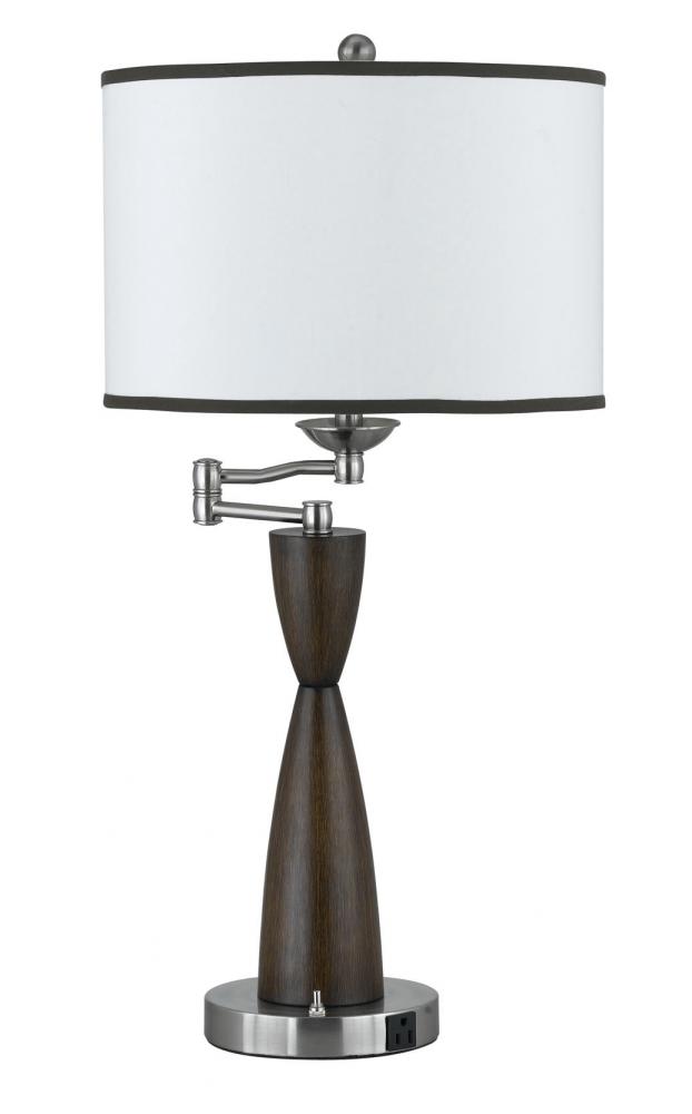 30&#34; Tall Metal Table Lamp in Brushed Steel/Espresso Finish