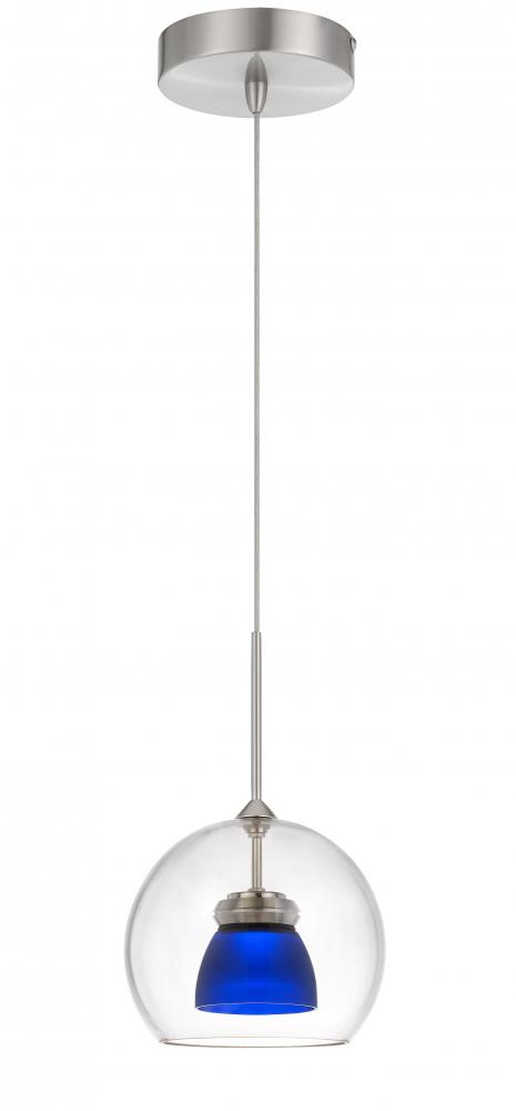 Integrated dimmable LED glass mini pendant light. 6W, 450 lumen, 3000K