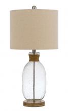 CAL Lighting BO-3023TB - 150W 3 Way Seymour Bubbled Glass Table Lamp with Resin Base and Hardback Drum Linen Shade