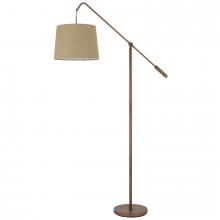 CAL Lighting BO-3026FL-RU - Fishing Rod adjustable metal floor lamp with burlap shade