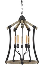 CAL Lighting FX-3707-5 - Dali 60W X 5 Metal/Pine Wood Chandelier  (Edison Bulbs Not included)