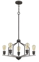 CAL Lighting FX-3716-5 - 34" Height Metal Chandelier in Textured Bronze/Drifted Wood Finish