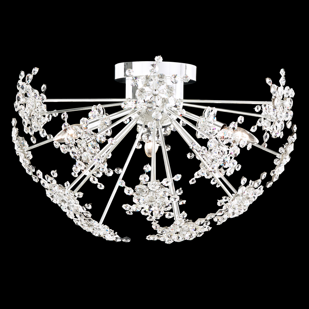 Esteracae 3 Light 120V Semi-Flush Mount in Jet Black with Clear Radiance Crystal