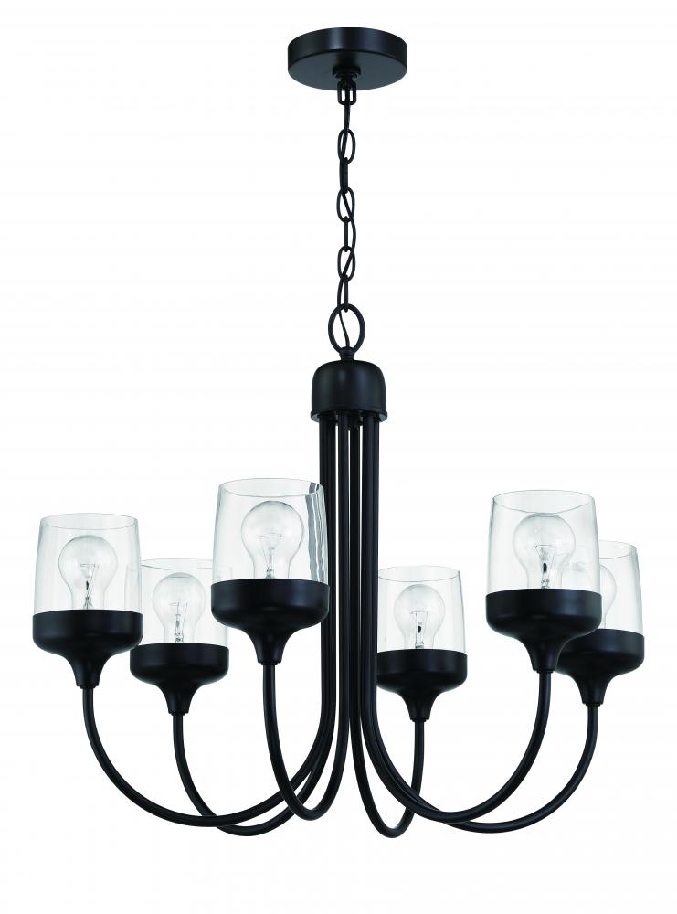 Wrenn 6 Light Chandelier in Flat Black