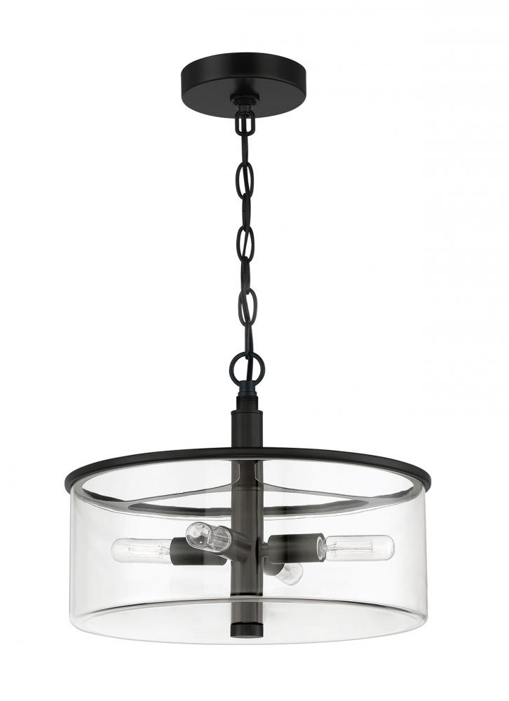 Hailie 4 Light Convertible Semi Flush in Flat Black