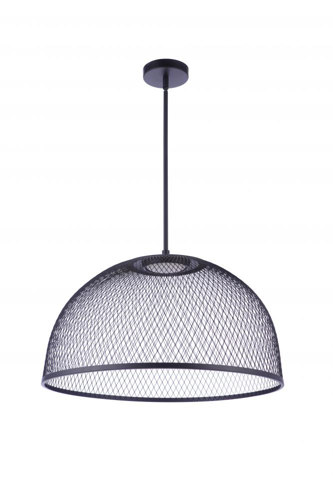 24.25&#34; Diameter Sculptural Statement Metal Mesh Dome Pendant in Flat Black